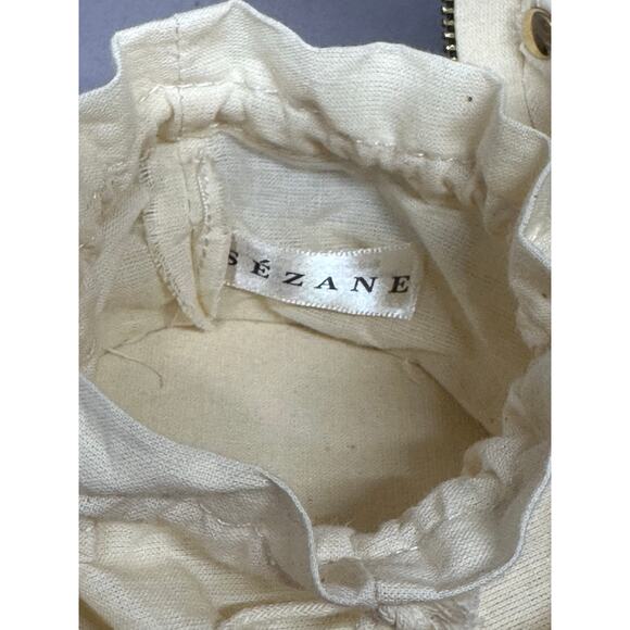 Sezane Assessories Zipped Round Jewelry Box Green Velvet Travel Bag Case - Picture 6 of 9